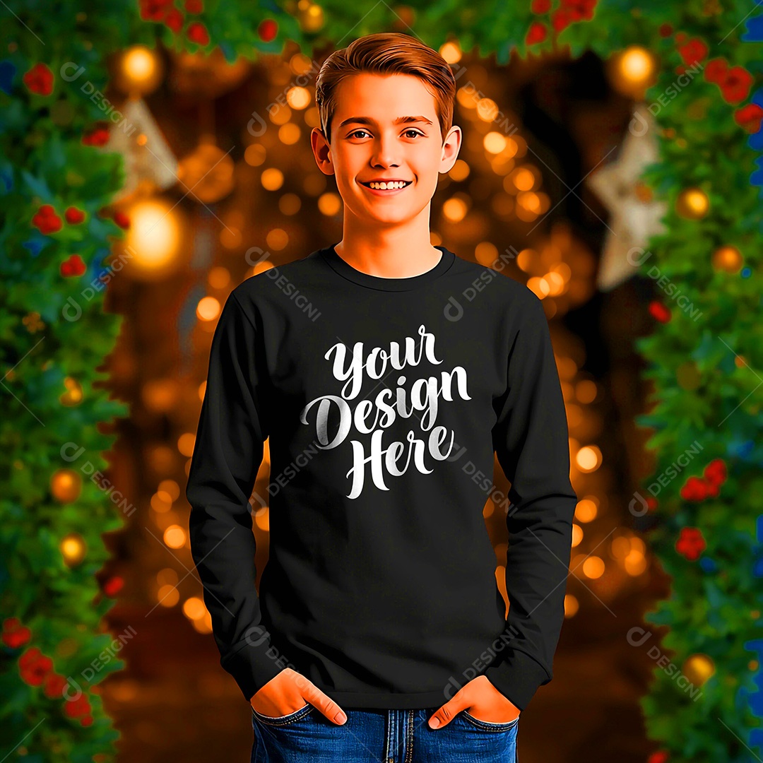 Mockup de Camisa Seu Projeto Aqui PSD Editável