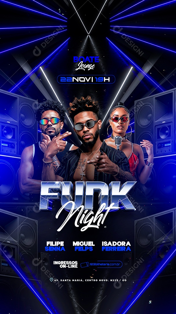 Story Flyer Próximos Shows Funk Night Social Media PSD Editável