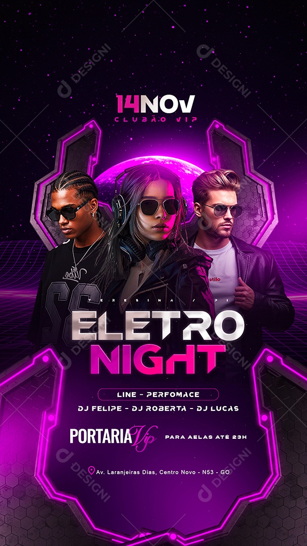 Story Flyer Próximos Shows Eletro Night Social Media PSD Editável