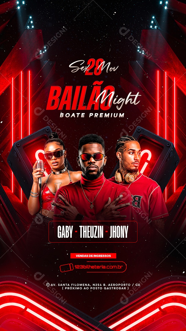Story Flyer Próximos Shows Bailão Might Boate Premium Social Media PSD Editável
