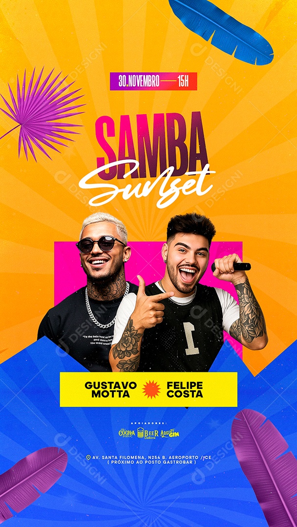 Story Flyer Próximos Shows Samba Sunset Social Media PSD Editável