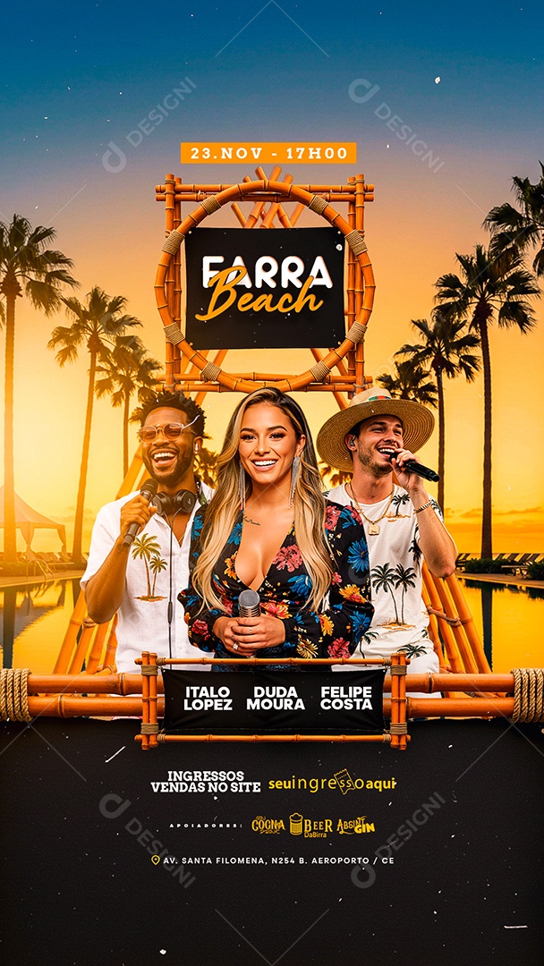 Story Flyer Próximos Shows Farra Beach Social Media PSD Editável