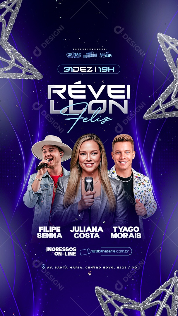 Story Flyer Próximos Shows Réveillon Feliz Social Media PSD Editável