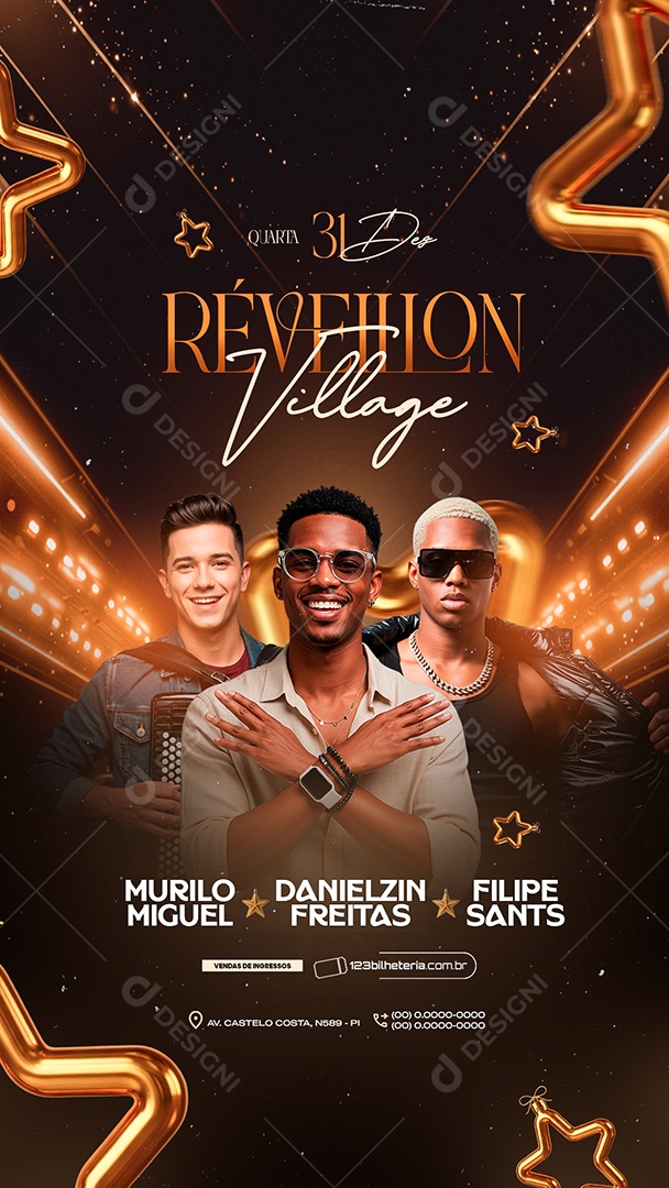 Story Flyer Próximos Shows Réveillon Village Social Media PSD Editável