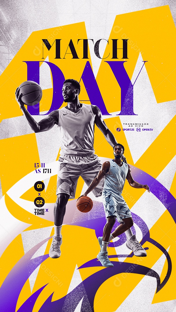 Story Campeonato de Basquete Match Day Social Media PSD Editável