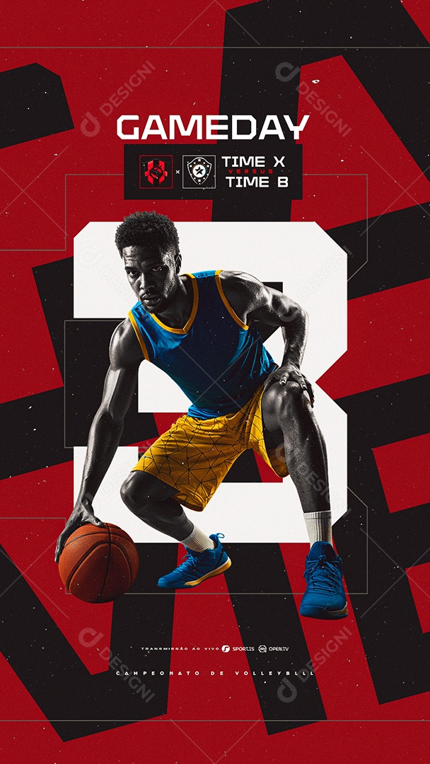 Story Jogo de Basquete Game Day Social Media PSD Editável