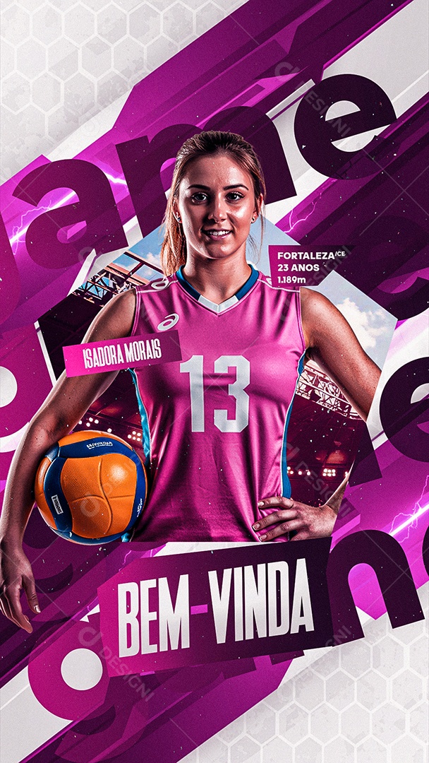 Story Campeonato de Vôlei Bem Vinda Isadora Morais Social Media PSD Editável