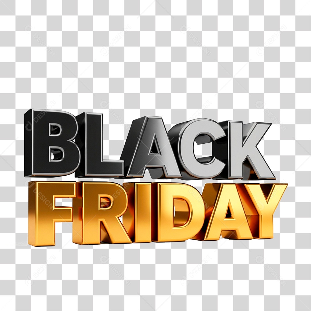 Selo 3D Black Friday para Composição PNG Transparente