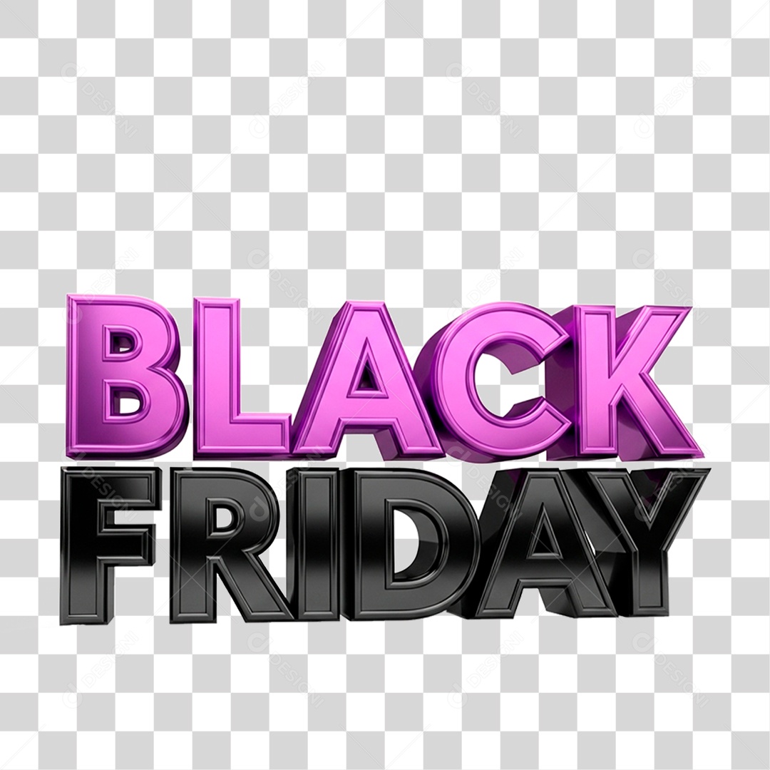Selo 3D Black Friday para Composição PNG Transparente