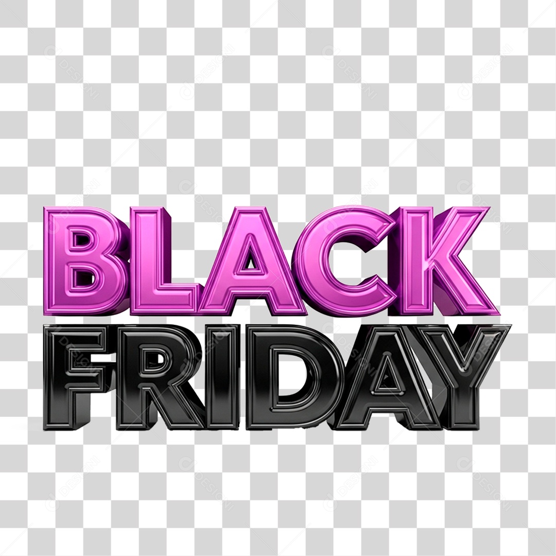 Selo 3D Black Friday para Composição PNG Transparente