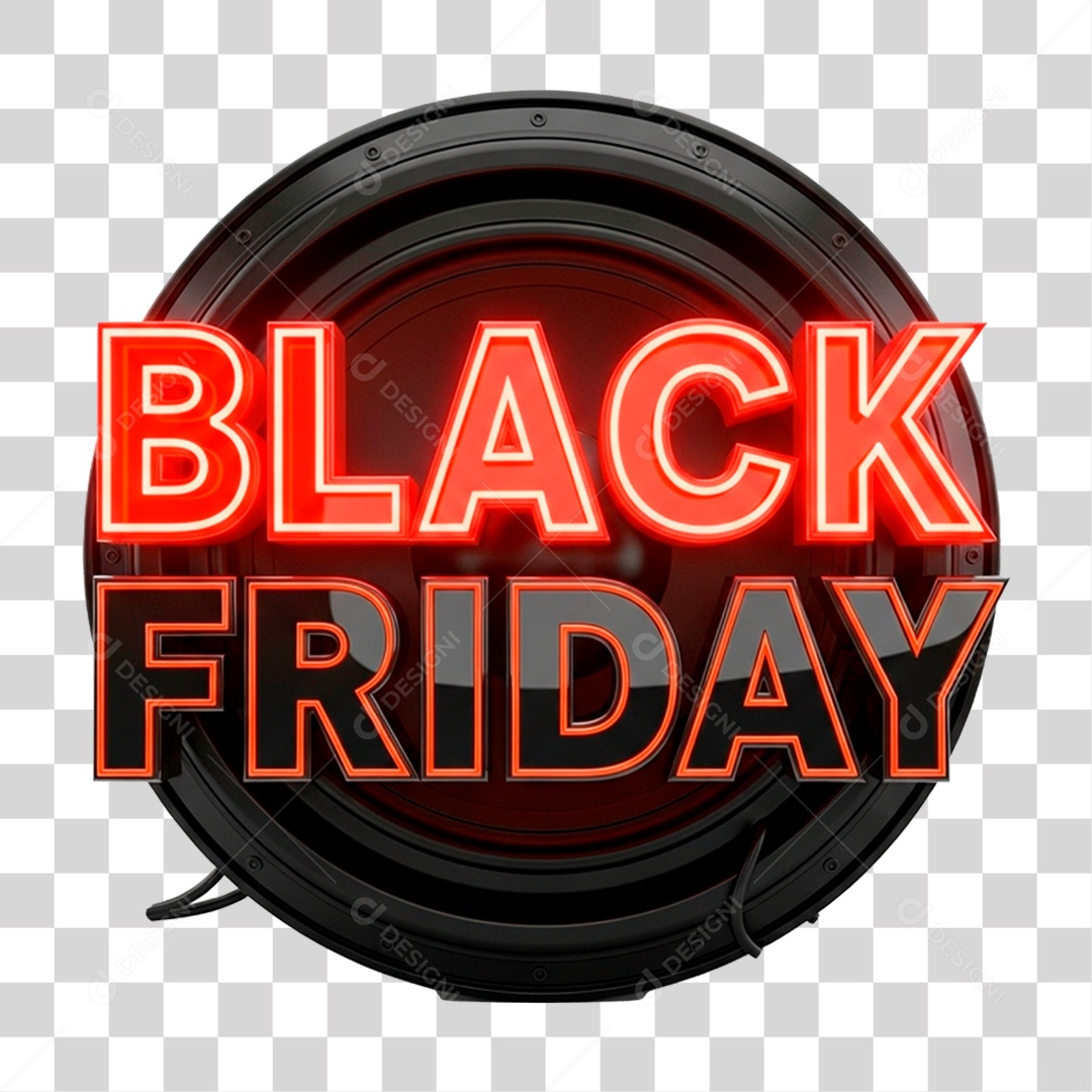 Selo 3D Black Friday para Composição PNG Transparente