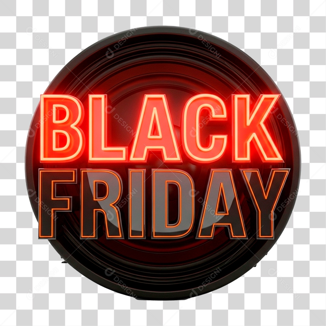 Selo 3D Black Friday para Composição PNG Transparente