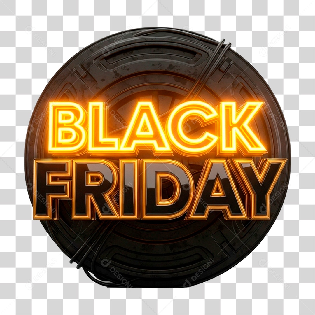 Selo 3D Black Friday para Composição PNG Transparente