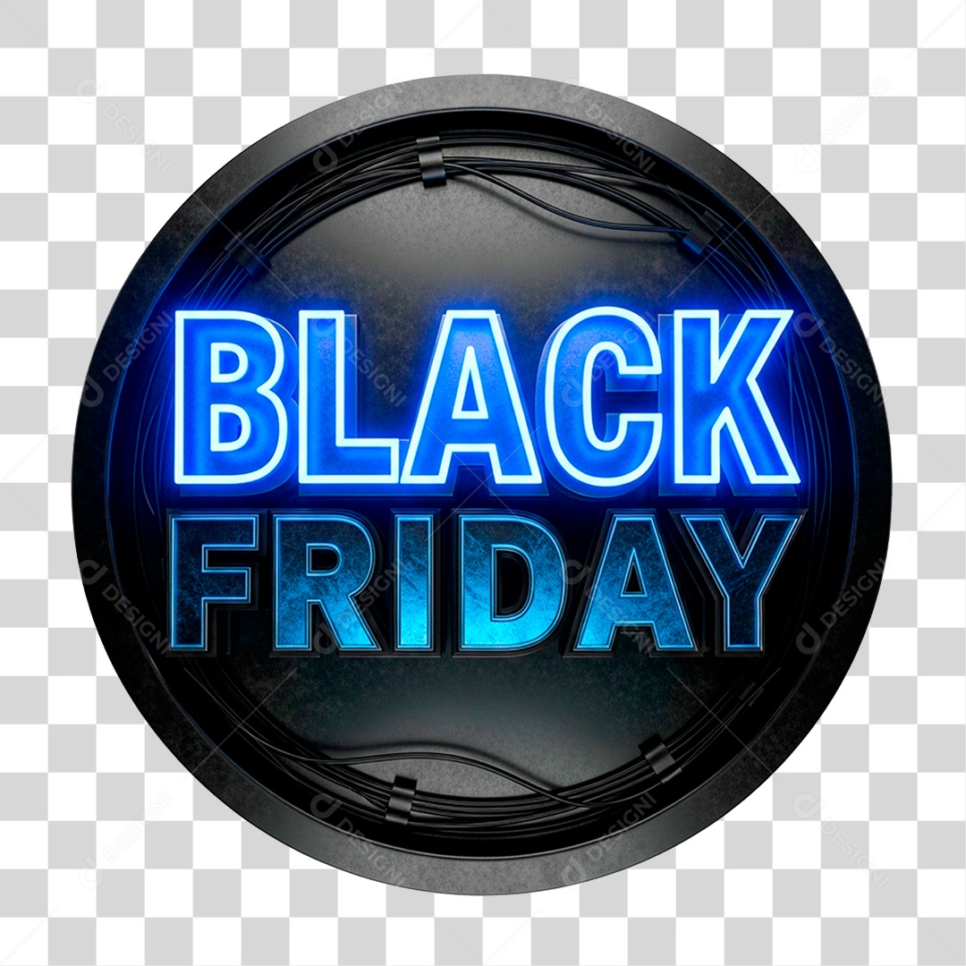 Selo 3D Black Friday para Composição PNG Transparente