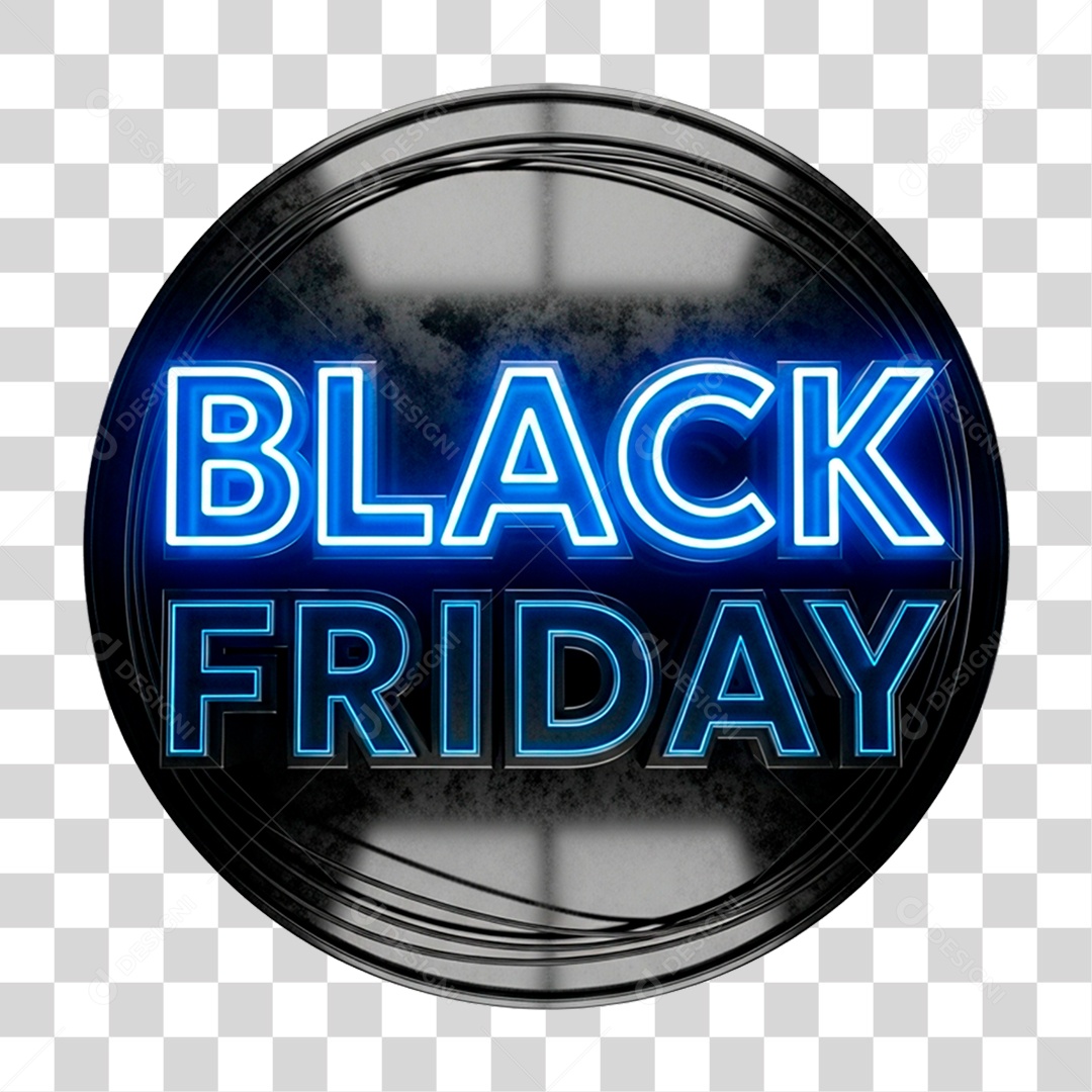 Selo 3D Black Friday para Composição PNG Transparente