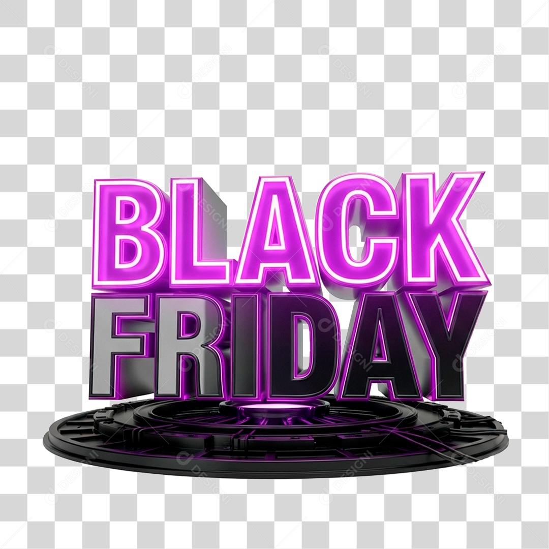 Selo 3D Black Friday para Composição PNG Transparente