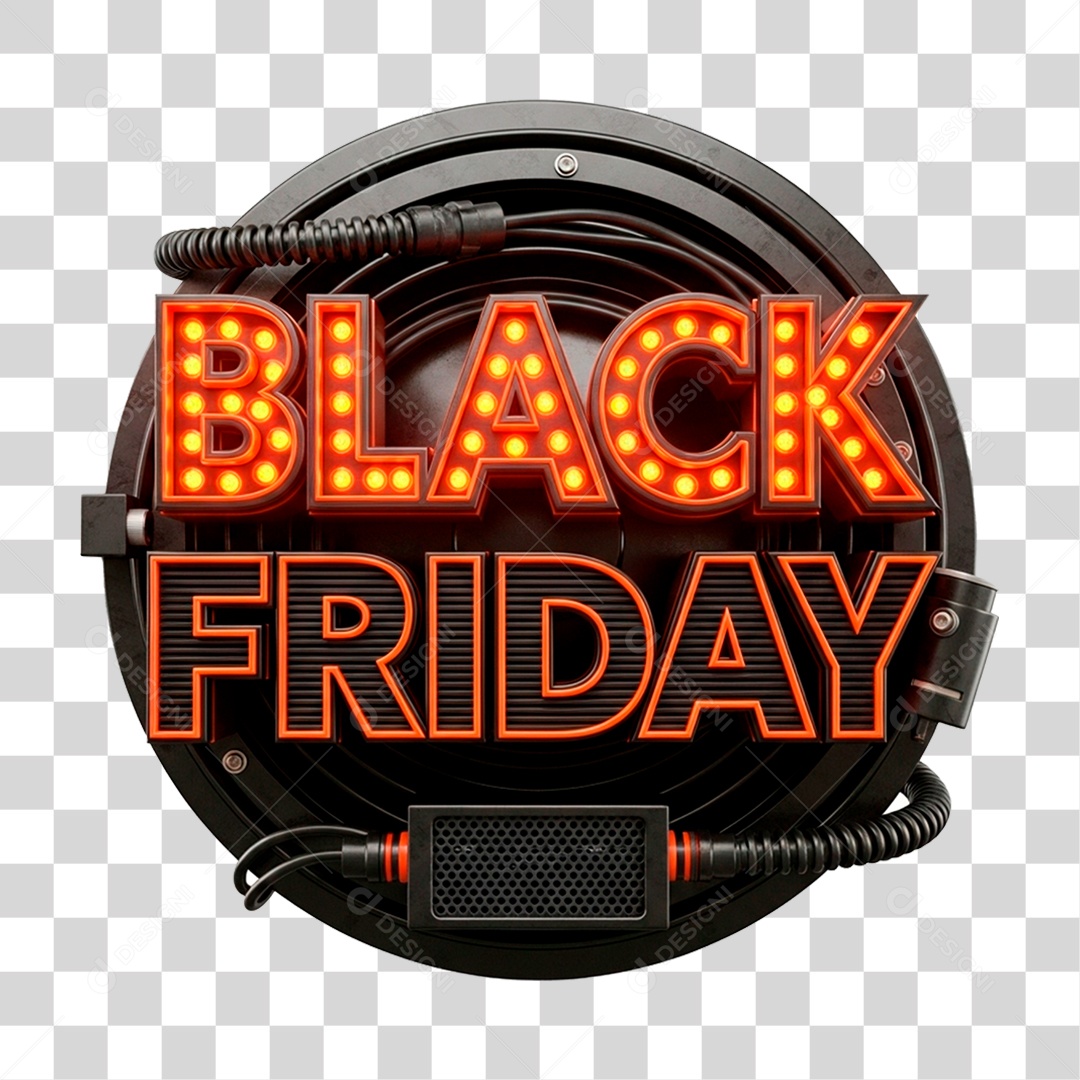 Selo 3D Black Friday para Composição PNG Transparente