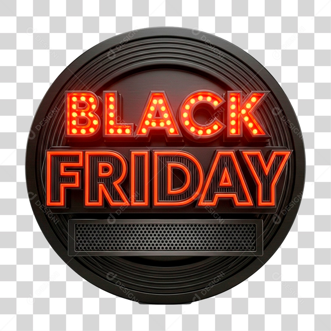 Selo 3D Black Friday para Composição PNG Transparente