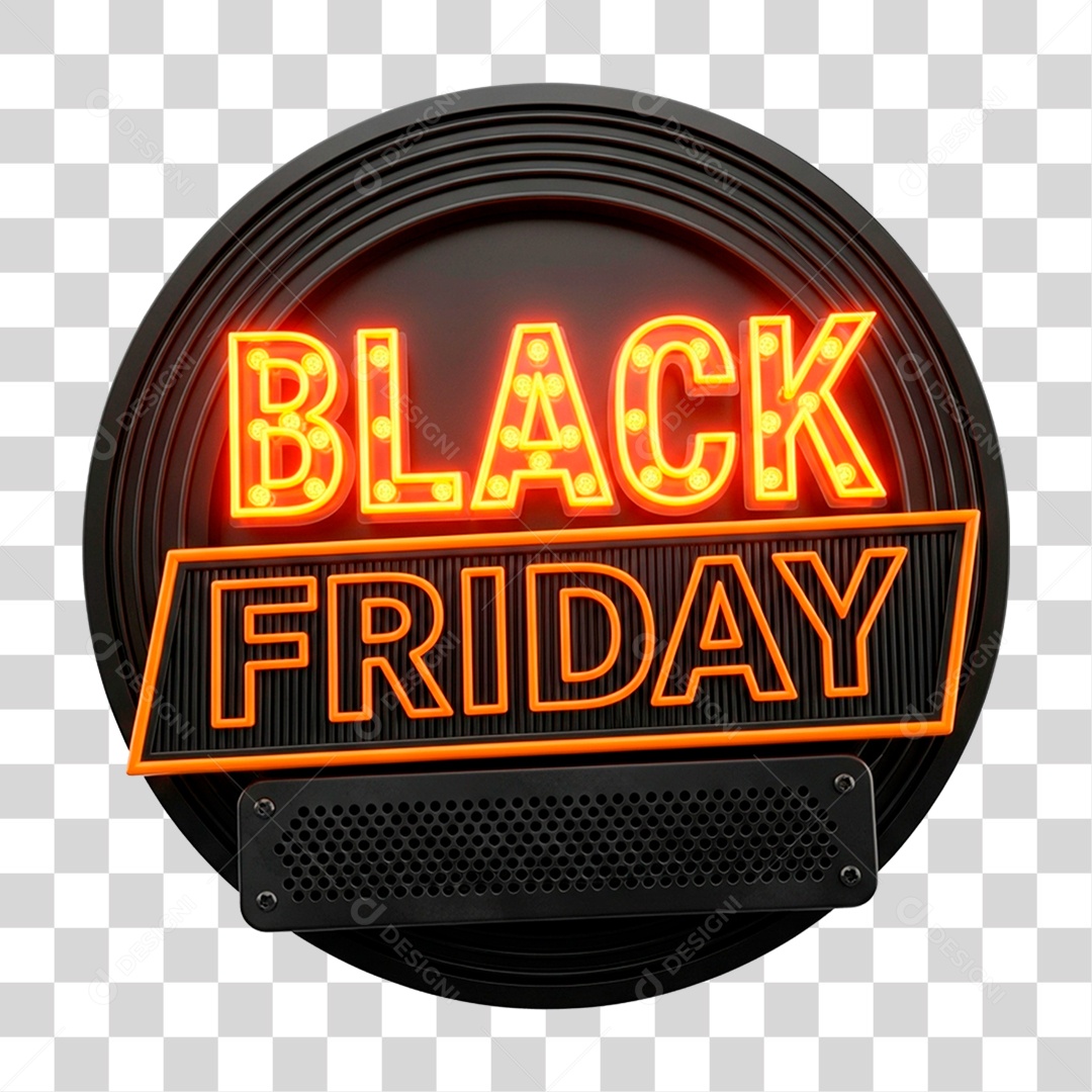 Selo 3D Black Friday para Composição PNG Transparente