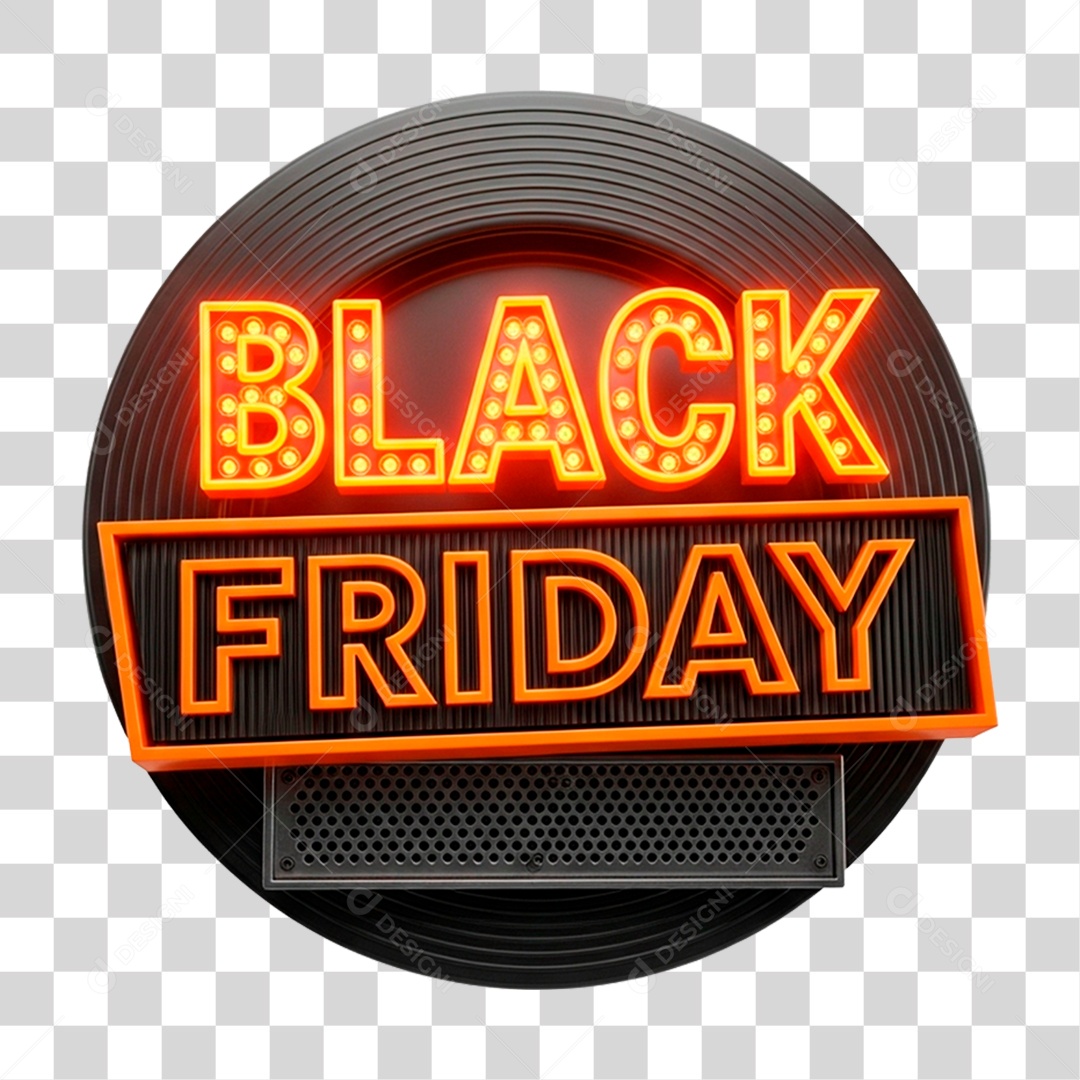 Selo 3D Black Friday para Composição PNG Transparente