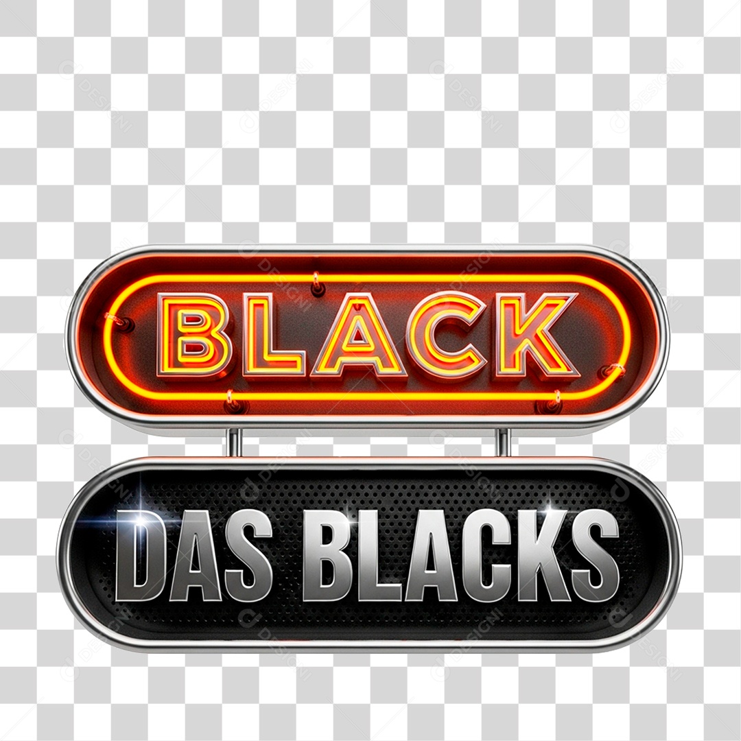 Selo 3D Black das Blacks para Composição PNG Transparente