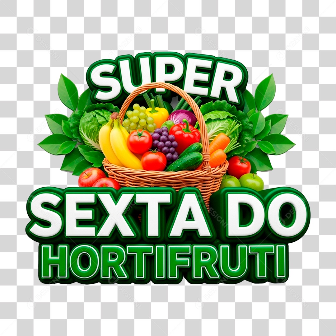 Selo 3D Super Sexta do Hortifrúti PNG Transparente