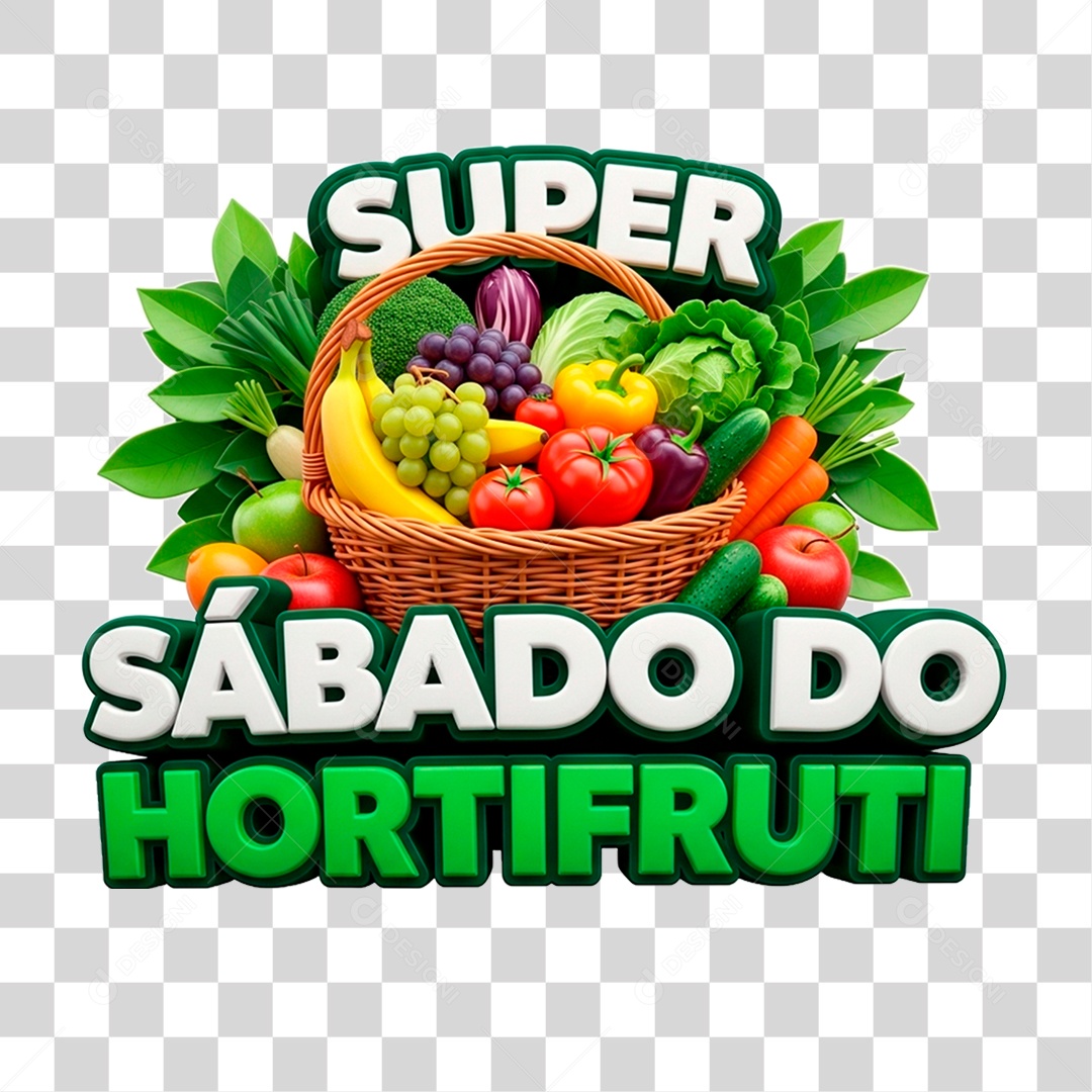 Selo 3D Super Sábado do Hortifrúti PNG Transparente