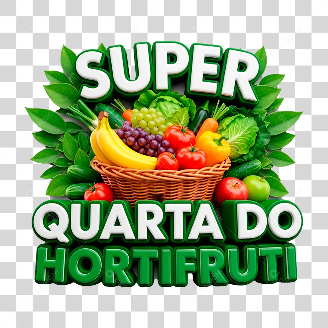 Selo 3D Super Quarta do Hortifrúti PNG Transparente