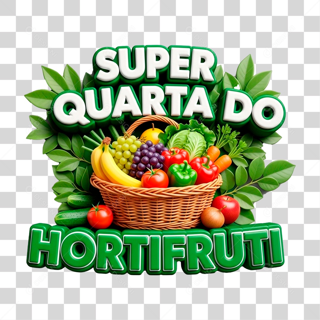 Selo 3D Super Quarta do Hortifrúti PNG Transparente
