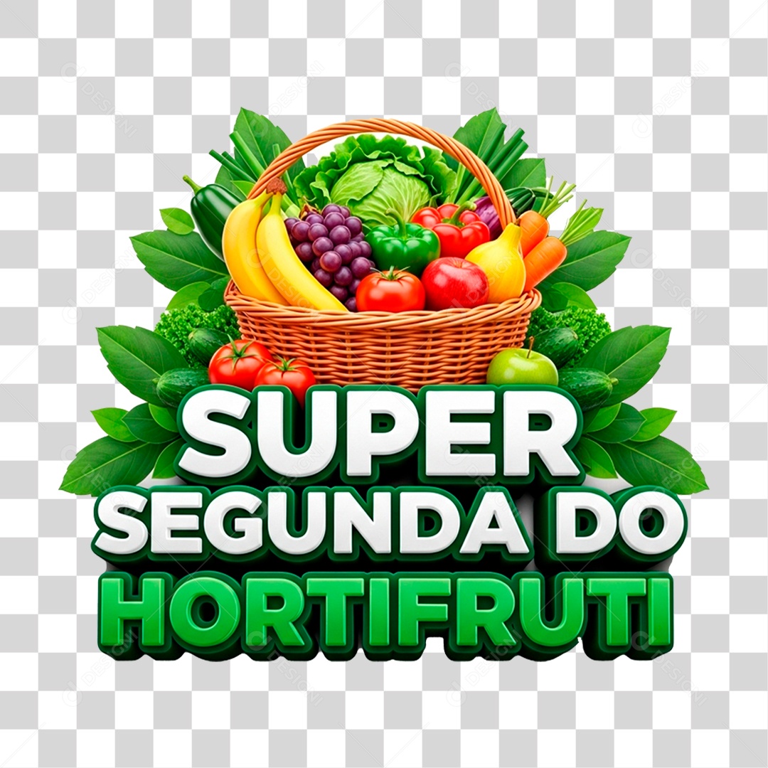 Selo 3D Super Segunda do Hortifrúti PNG Transparente