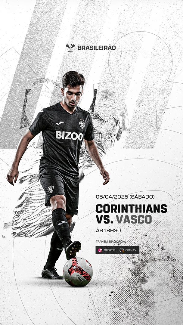 Story Brasileirão Corinthians VS Vasco Transmissão Oficial Social Media PSD Editável