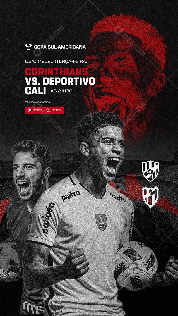 Story Copa Sul Americana Corinthians VS Deportivo Cali Social Media PSD Editável