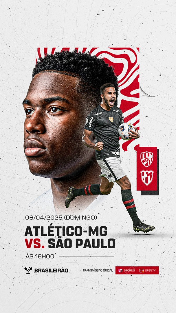 Story Brasileirão Atlético-MG VS São Paulo Transmissão Oficial Social Media PSD Editável