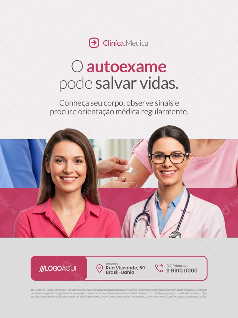 Clínica Médica O Autoexame Pode Salvar Vidas Social Media PSD Editável