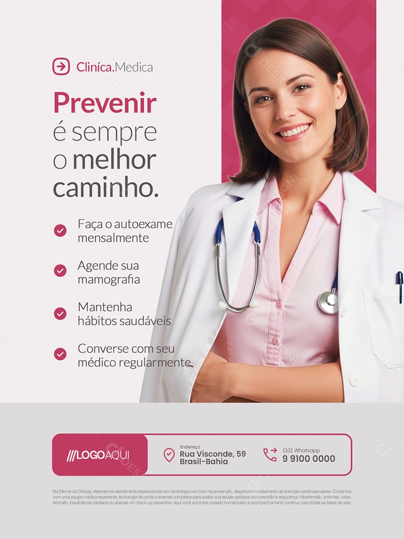 Clínica Médica Prevenir é Sempre o Melhor Caminho Social Media PSD Editável