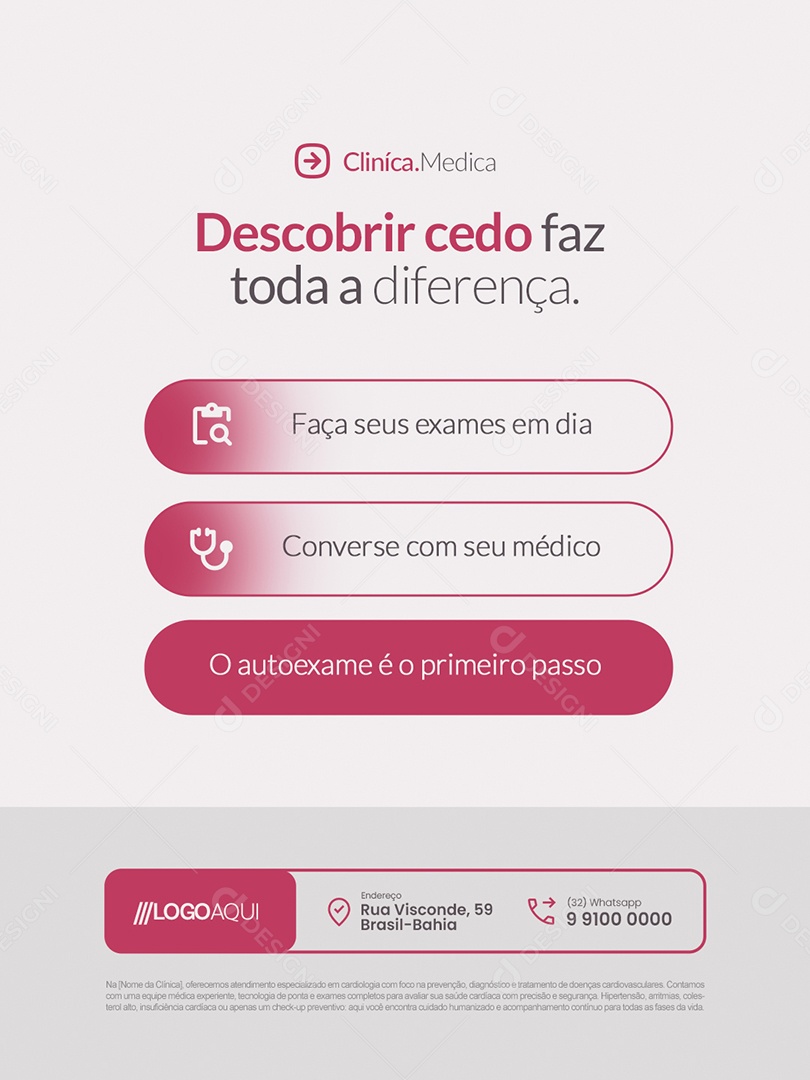 Clínica Médica Descobrir Cedo Faz Toda a Diferença Social Media PSD Editável