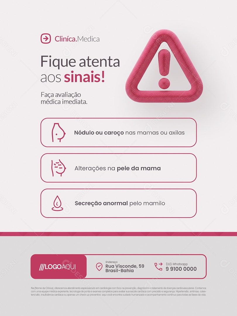 Clínica Médica Fique Atenta Aos Sinais Social Media PSD Editável