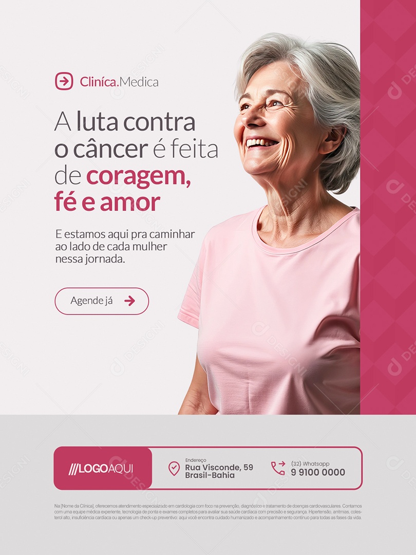 Clínica Médica A Luta Contra o Câncer é Feita de Coragem Fé e Amor Social Media PSD Editável