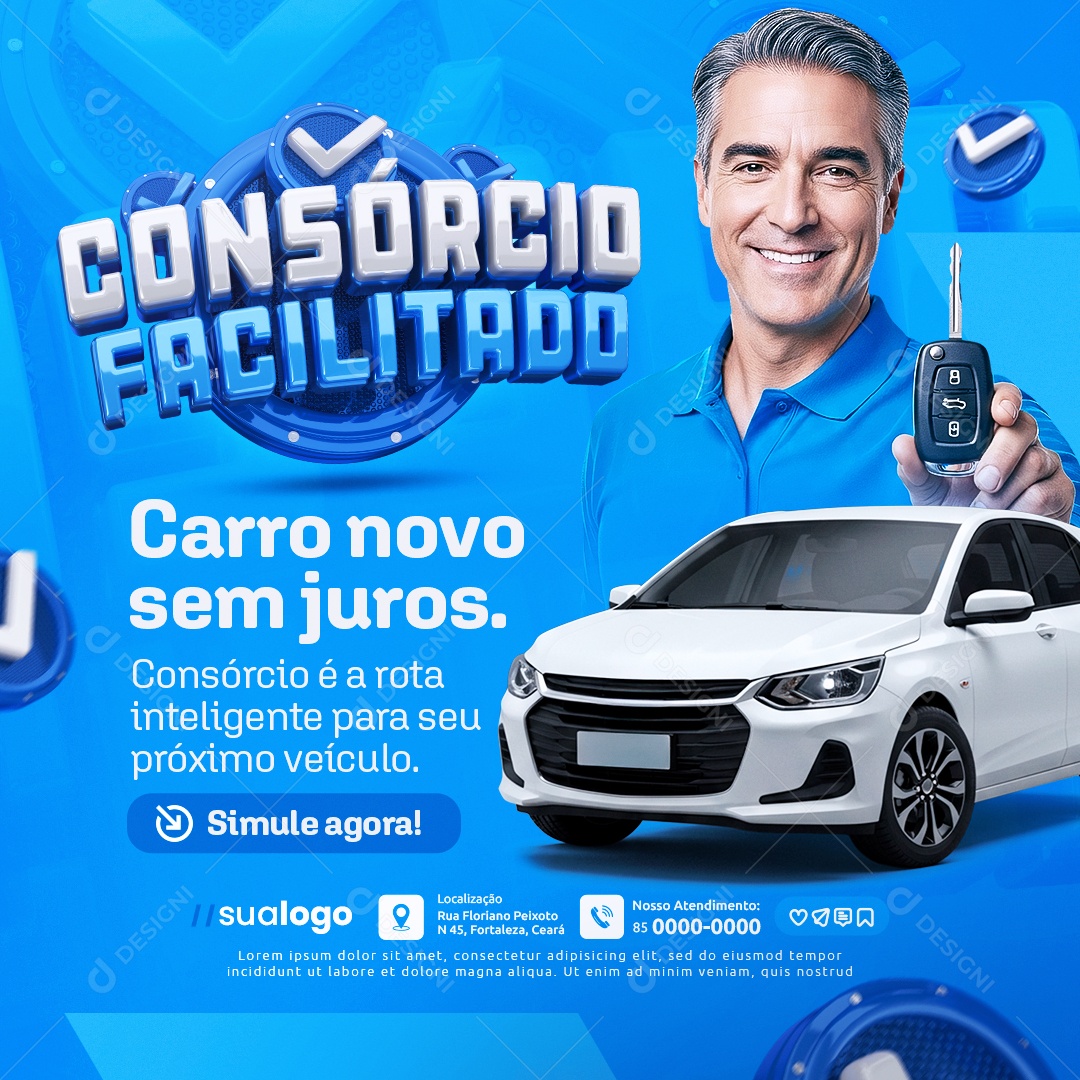 Consorcio Facilitado Carro Novo Sem Juros Social Media PSD Editável