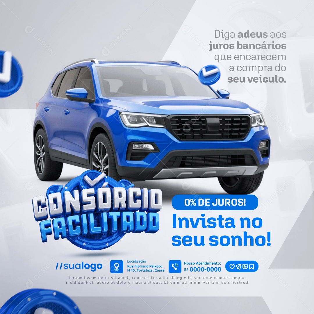 Consorcio Facilitado Invista no Seu Sonho Social Media PSD Editável