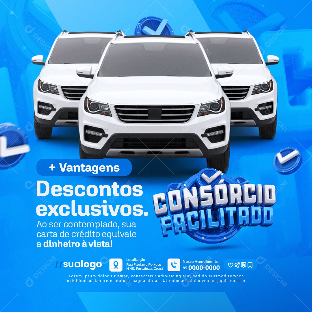 Consorcio Facilitado Vantagens Descontos Exclusivos Social Media PSD Editável