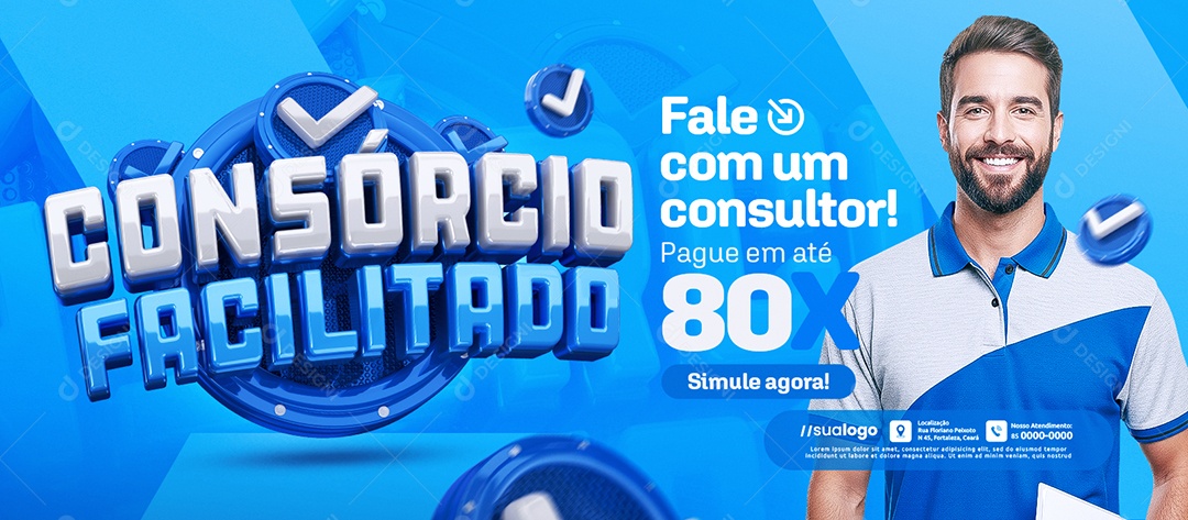 Banner Consorcio Facilitado Fale com Um Consutor Social Media PSD Editável