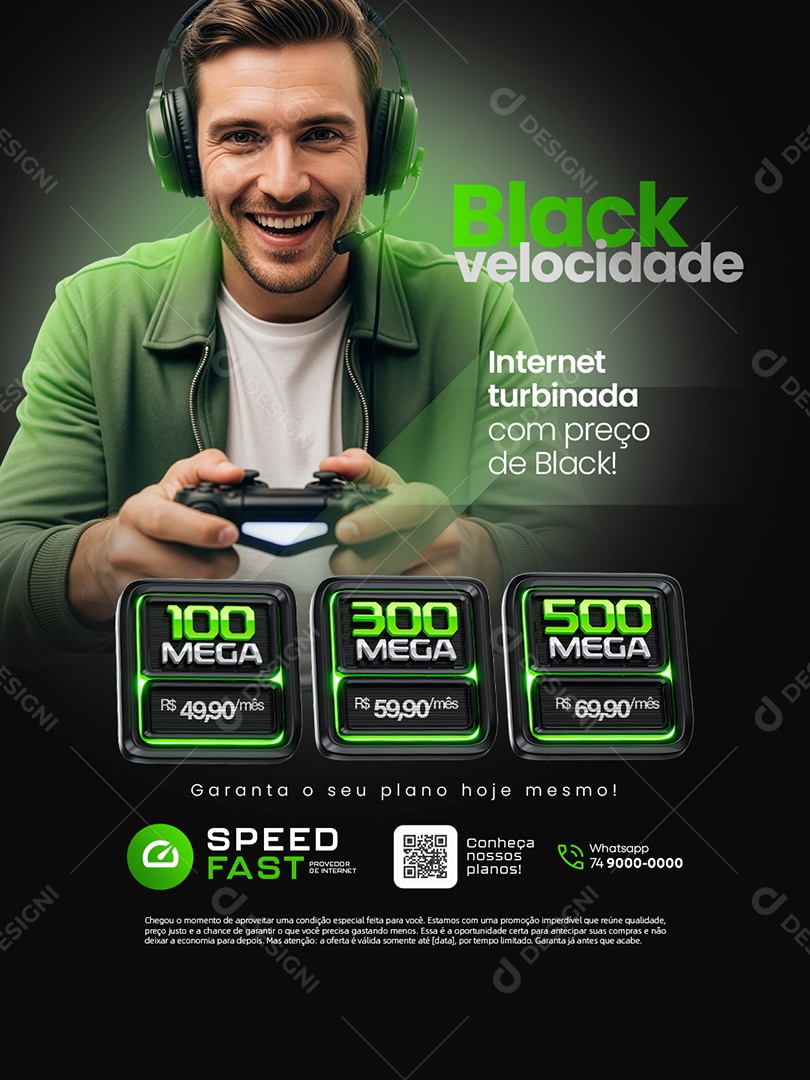 Black Velocidade Internet Turbinada com Preço Social Media PSD Editável