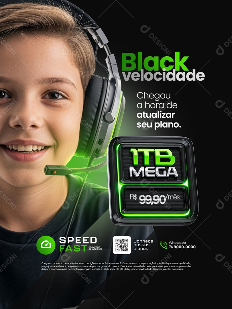 Black Velocidade Internet Chegou a Hora de Atualizar Seu Plano Social Media PSD Editável
