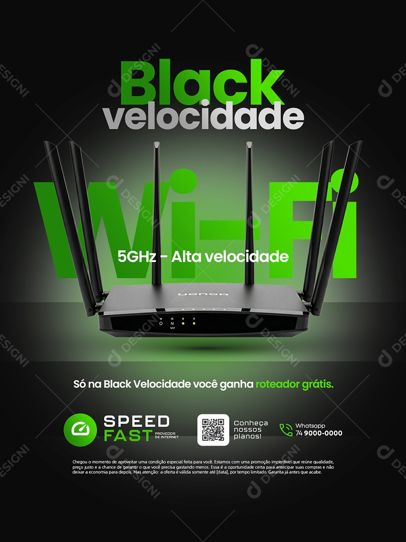 Internet Só na Black Velocidade Você Ganha Roteador Grátis Social Media PSD Editável