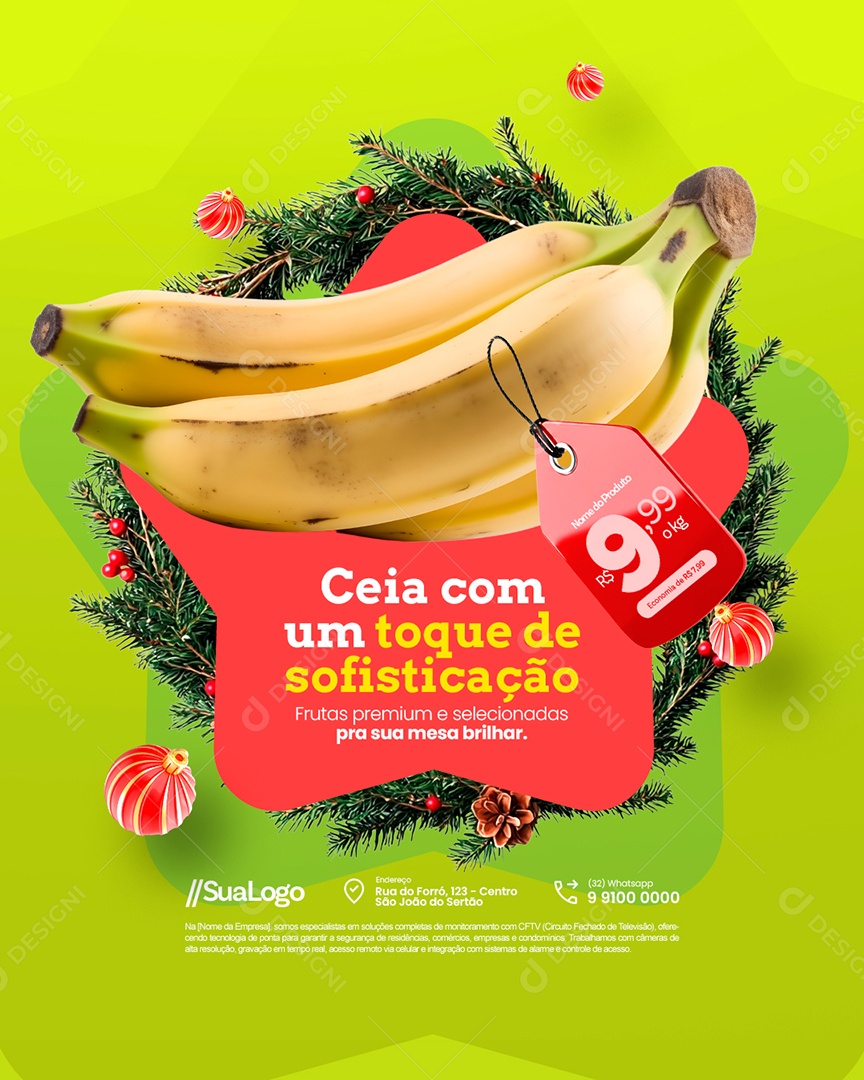 Hortifruti Banana Ceia com Um Toque de Sofisticação Social Media PSD Editável