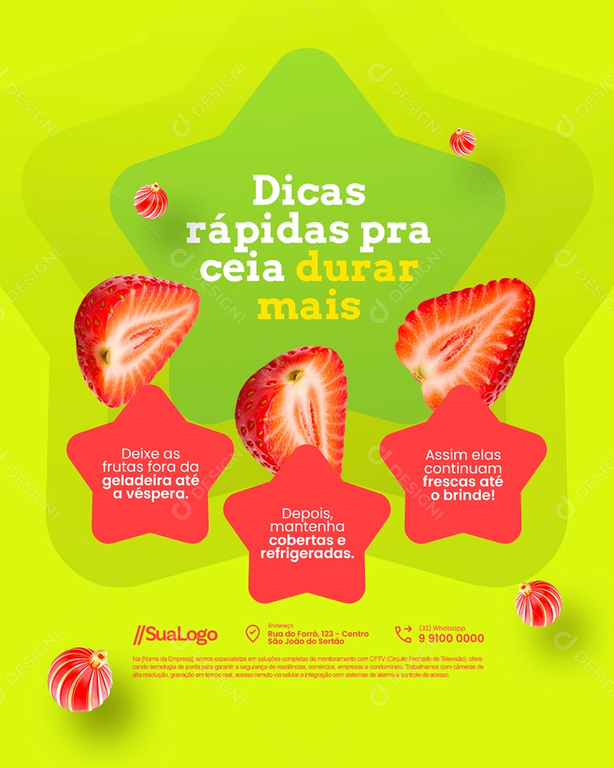 Hortifruti Morango Dicas Rápidas Pra Ceia Durar Mais Social Media PSD Editável