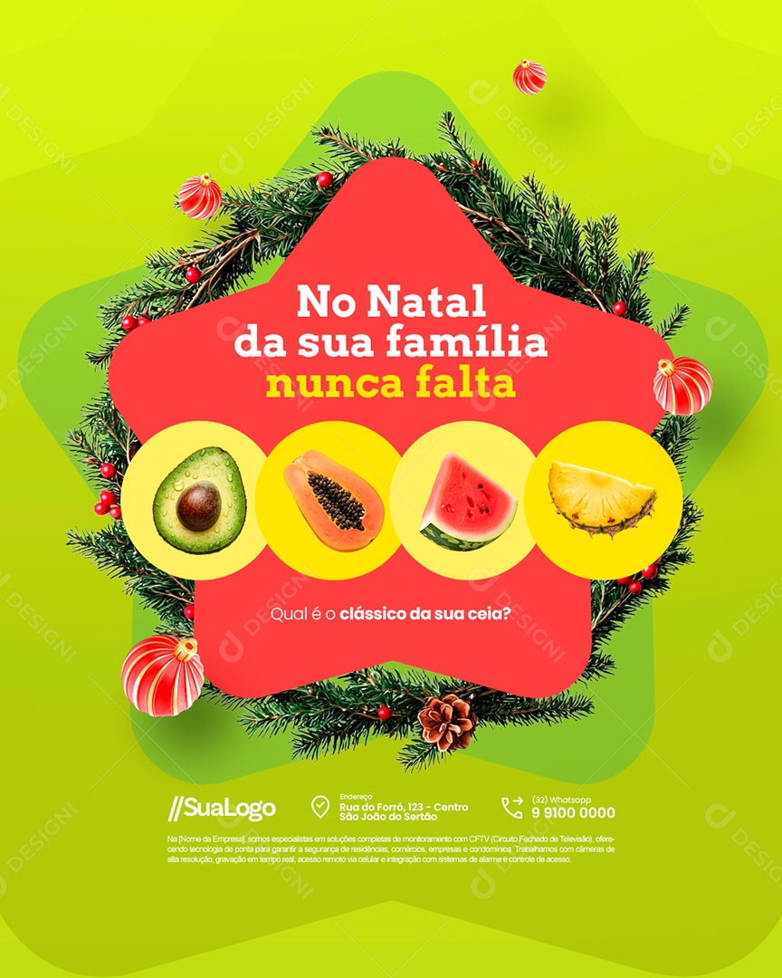 Hortifruti No Natal da Sua Família Nunca Falta Social Media PSD Editável