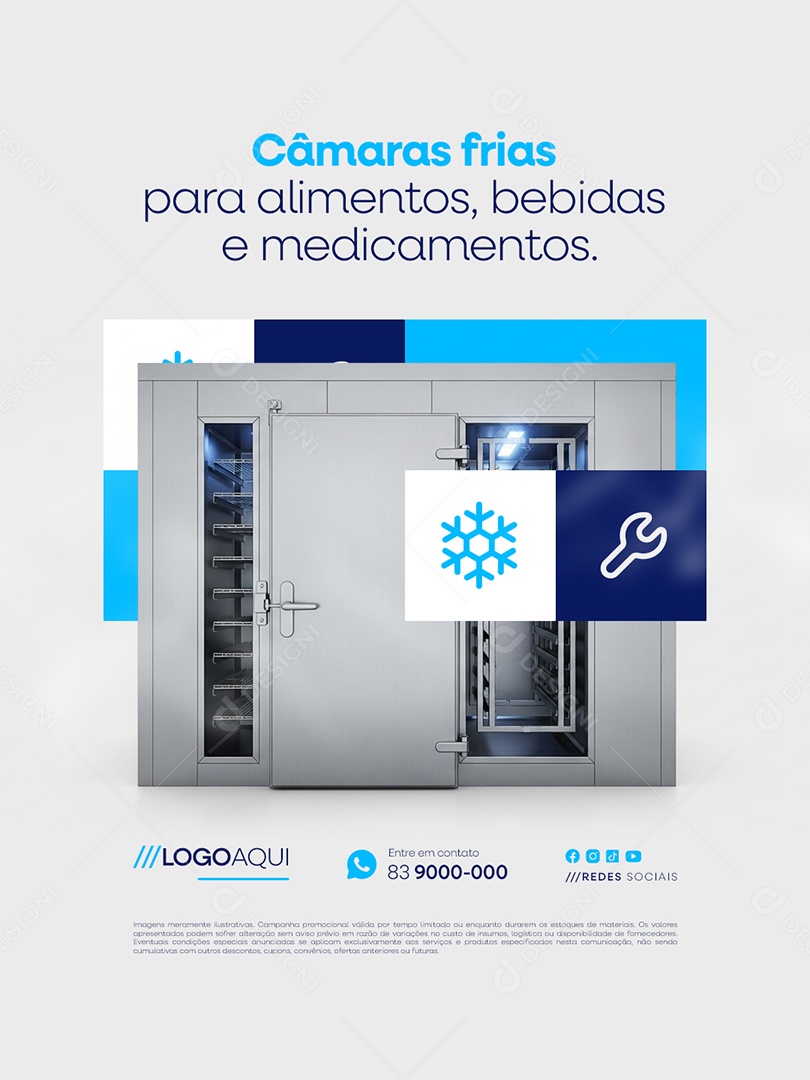 Climatização Câmaras Frias para Alimentos Bebidas e Medicamentos Social Media PSD Editável