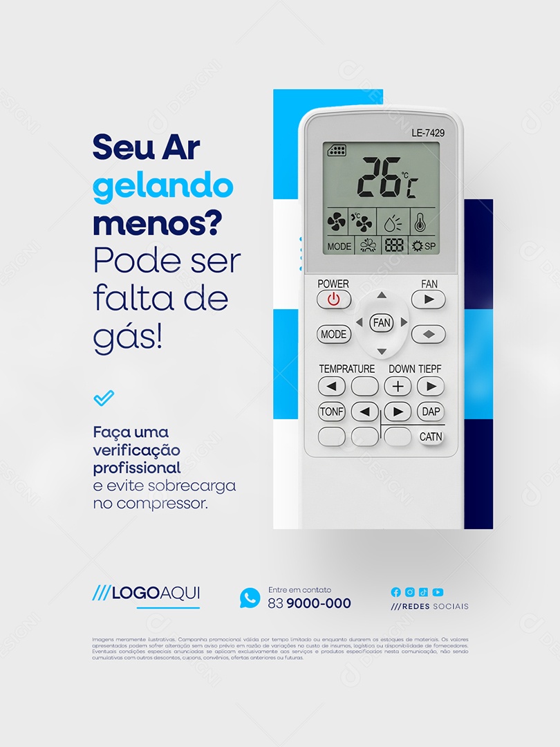 Climatização Seu Ar Gelando Menos Pode Ser Falta de Gás Social Media PSD Editável